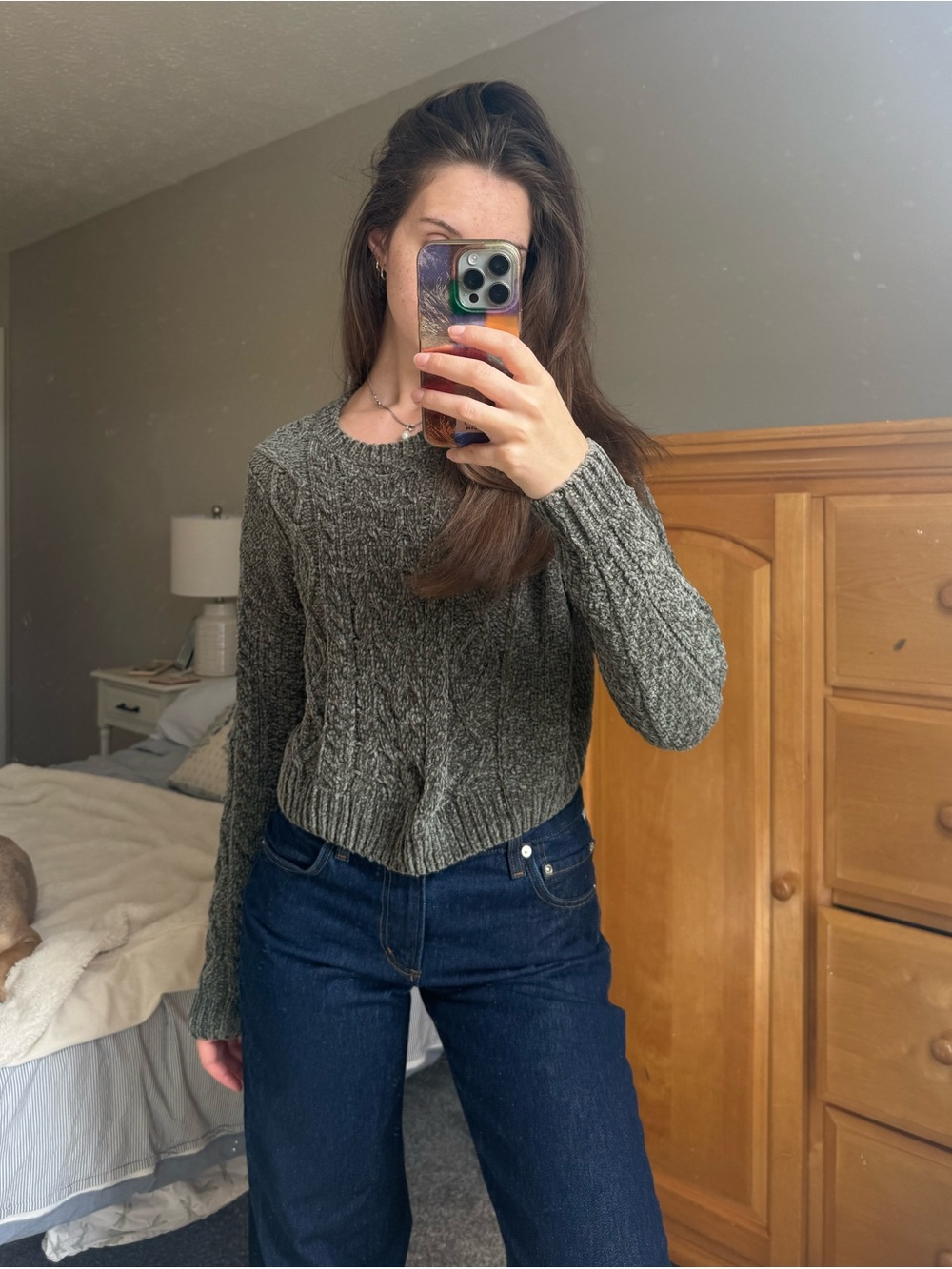 💚 LA Hearts Green Cable Knit Sweater – Size Medium